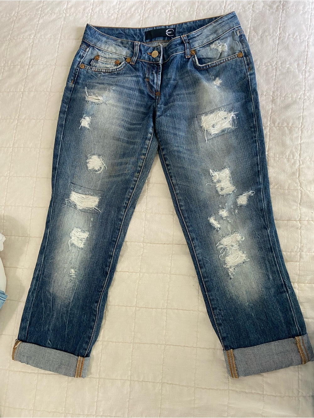 Just Cavalli Distressed Blue Boyfriend Jeans